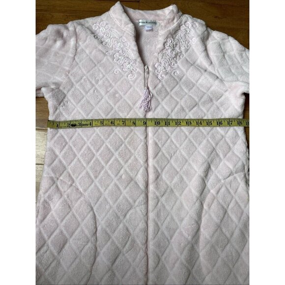 Miss Elaine Velour Robe Duster Housecoat Size Small Zip Front Tassel Embroidery - Picture 5 of 9